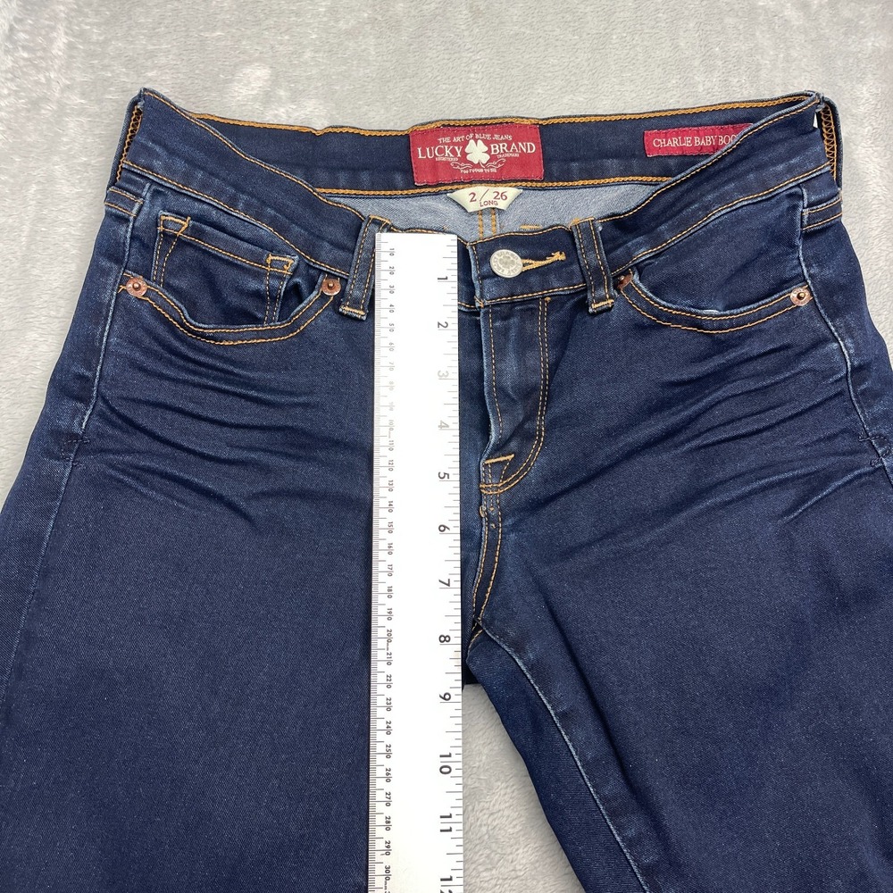 Lucky Brand Jeans Women 2/26L (28x35) Blue Denim Dark Wash Charlie Baby Boot Cut - Picture 8 of 10